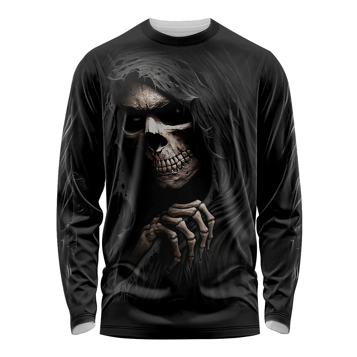 Skull Long Sleeve Shirt Evil Skeleton Look Inside - Wonder Print Shop