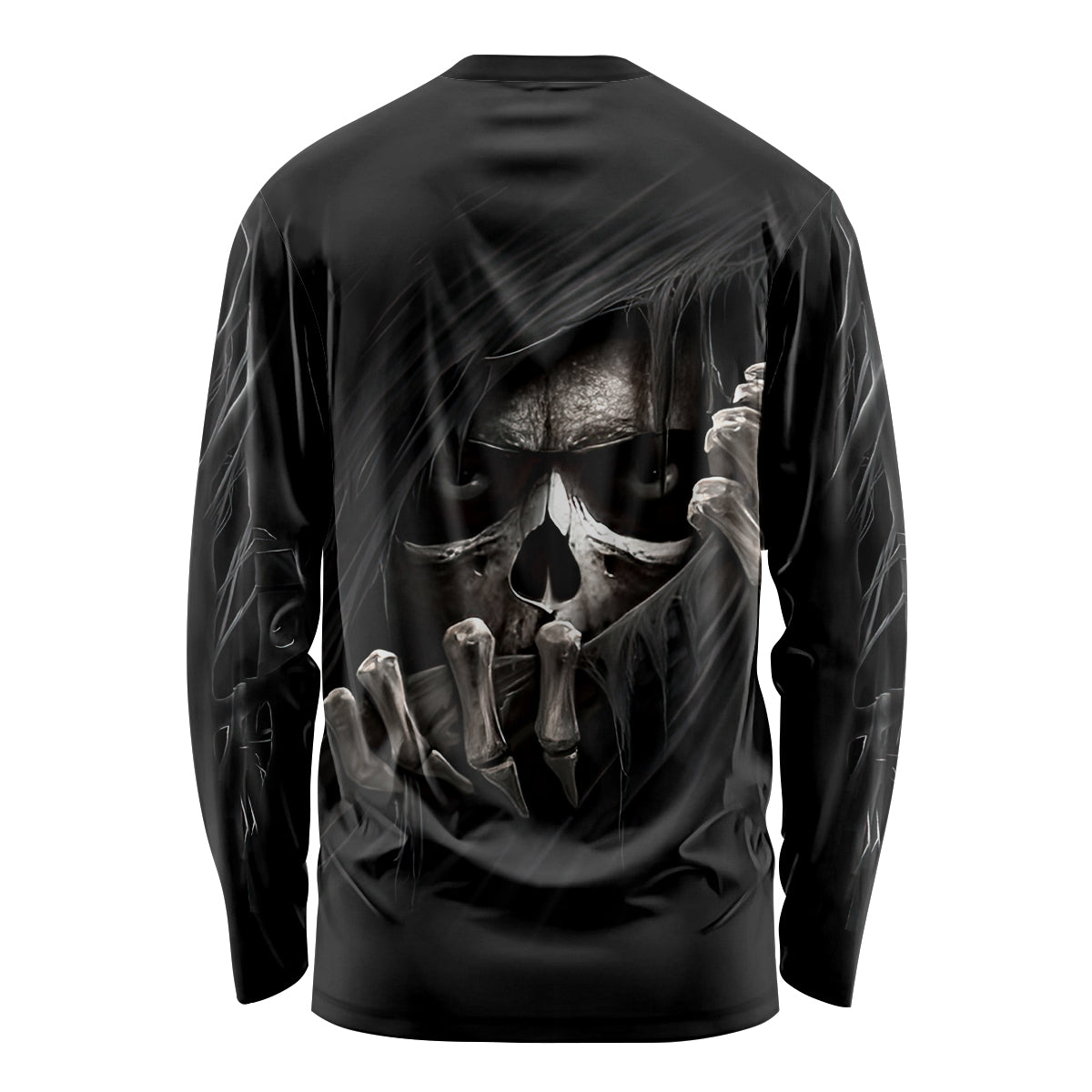 Skull Long Sleeve Shirt Evil Skeleton Look Inside - Wonder Print Shop