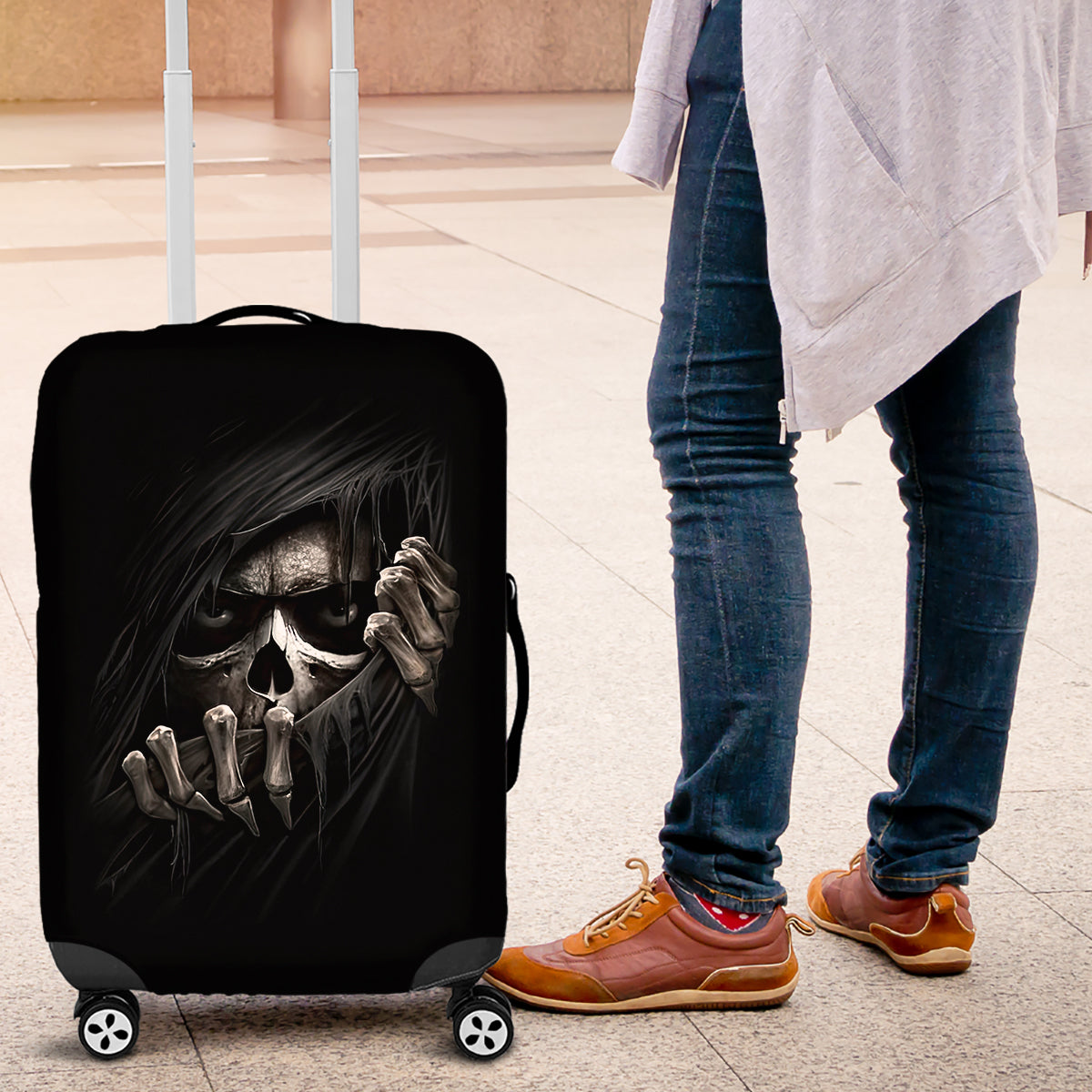 Skull Luggage Cover Evil Skeleton Look Inside - Wonder Print Shop