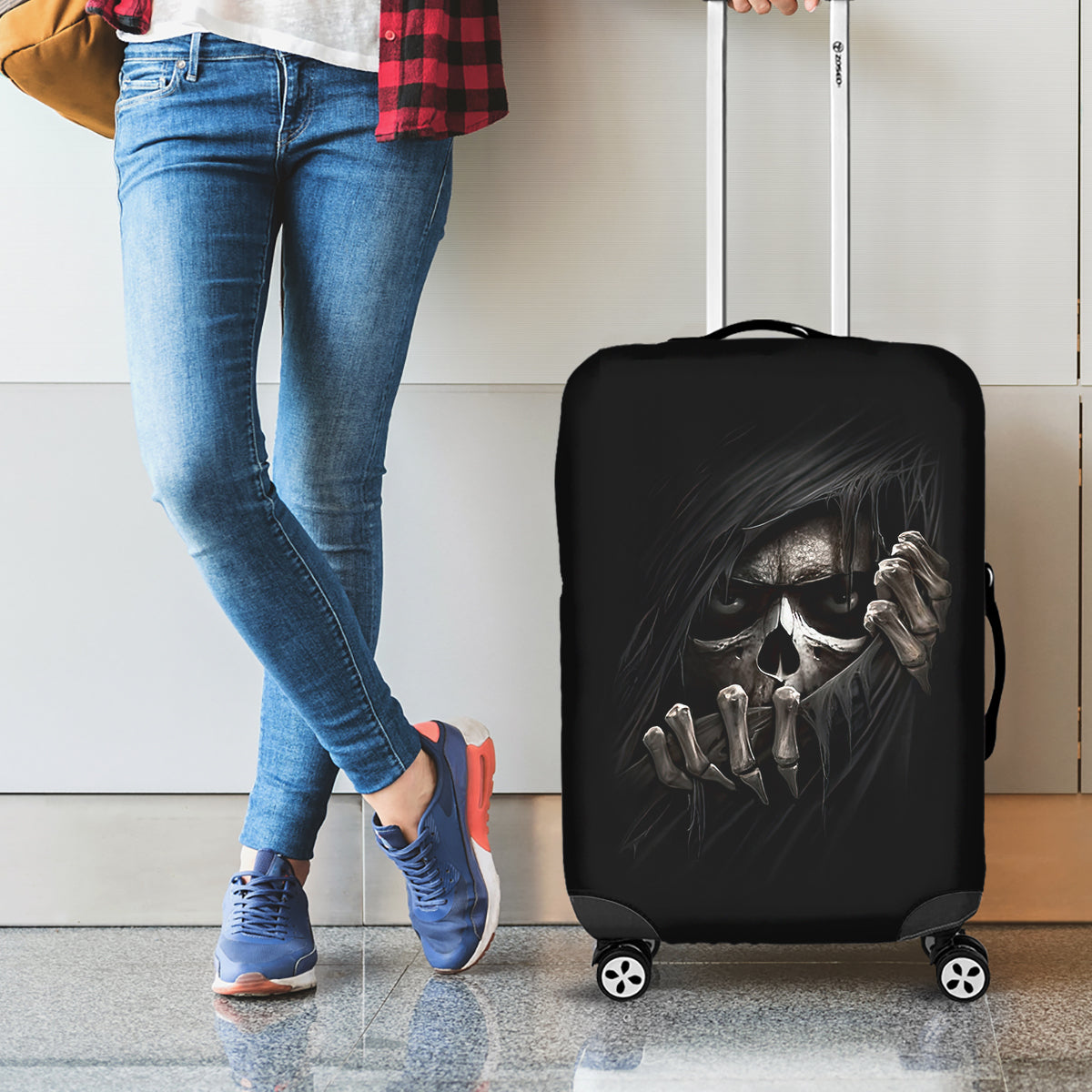 Skull Luggage Cover Evil Skeleton Look Inside - Wonder Print Shop