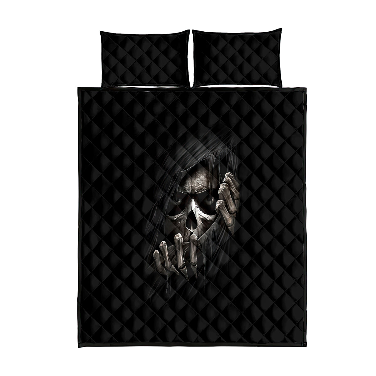 Skull Quilt Bed Set Evil Skeleton Look Inside - Wonder Print Shop