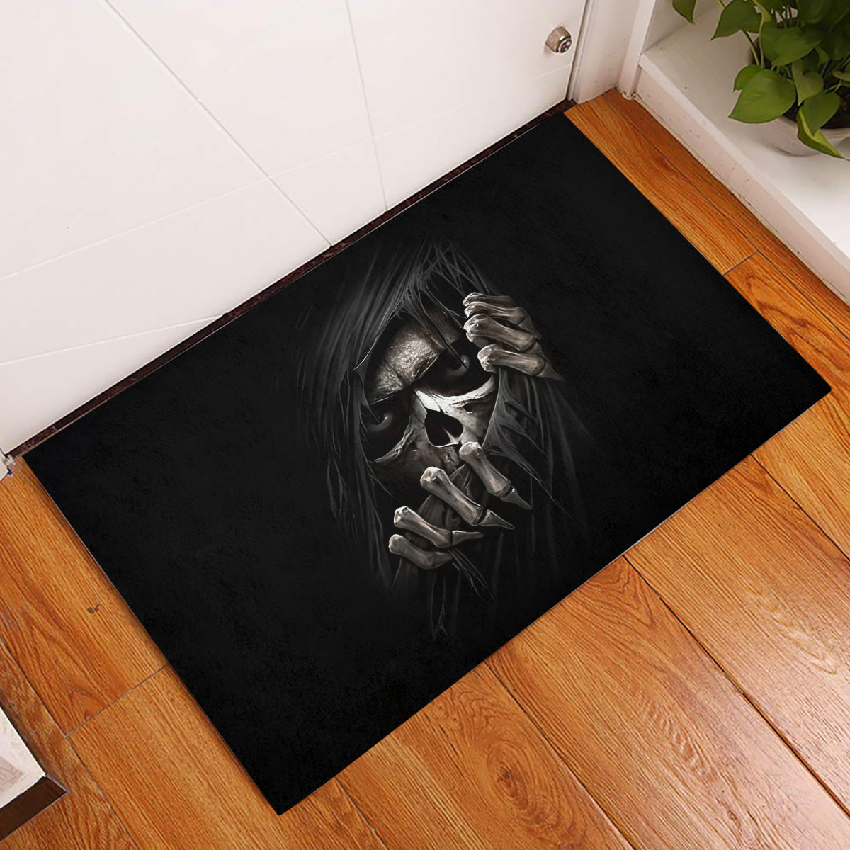 Skull Rubber Doormat Evil Skeleton Look Inside - Wonder Print Shop