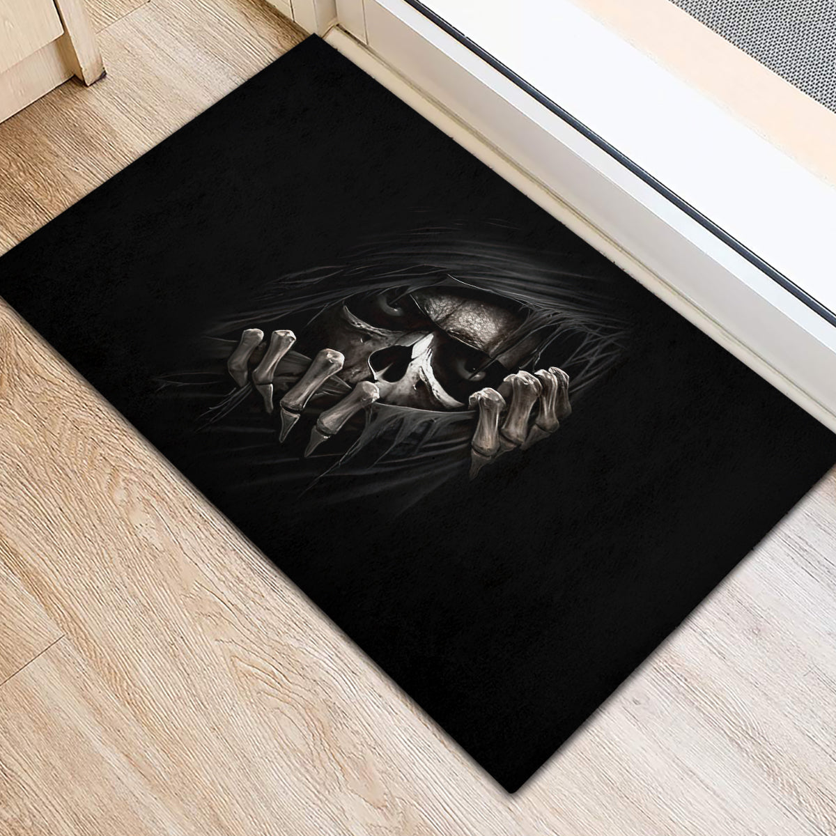 Skull Rubber Doormat Evil Skeleton Look Inside - Wonder Print Shop