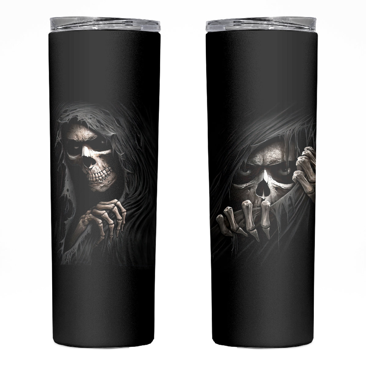 Skull Skinny Tumbler Evil Skeleton Look Inside - Wonder Print Shop