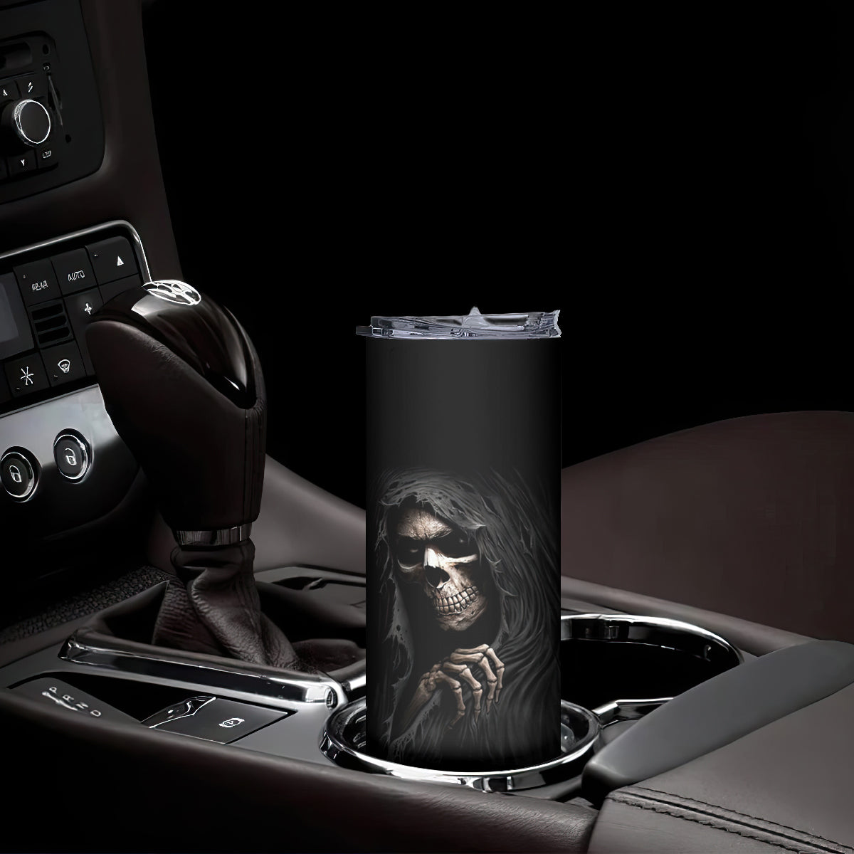 Skull Skinny Tumbler Evil Skeleton Look Inside - Wonder Print Shop