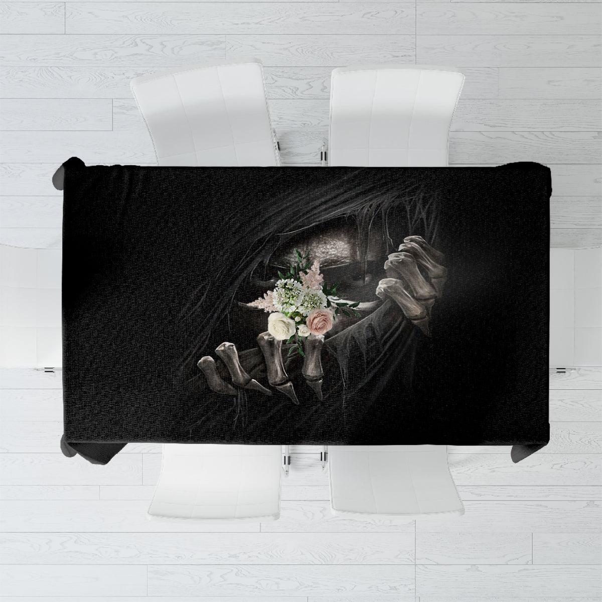 Skull Tablecloth Evil Skeleton Look Inside - Wonder Print Shop