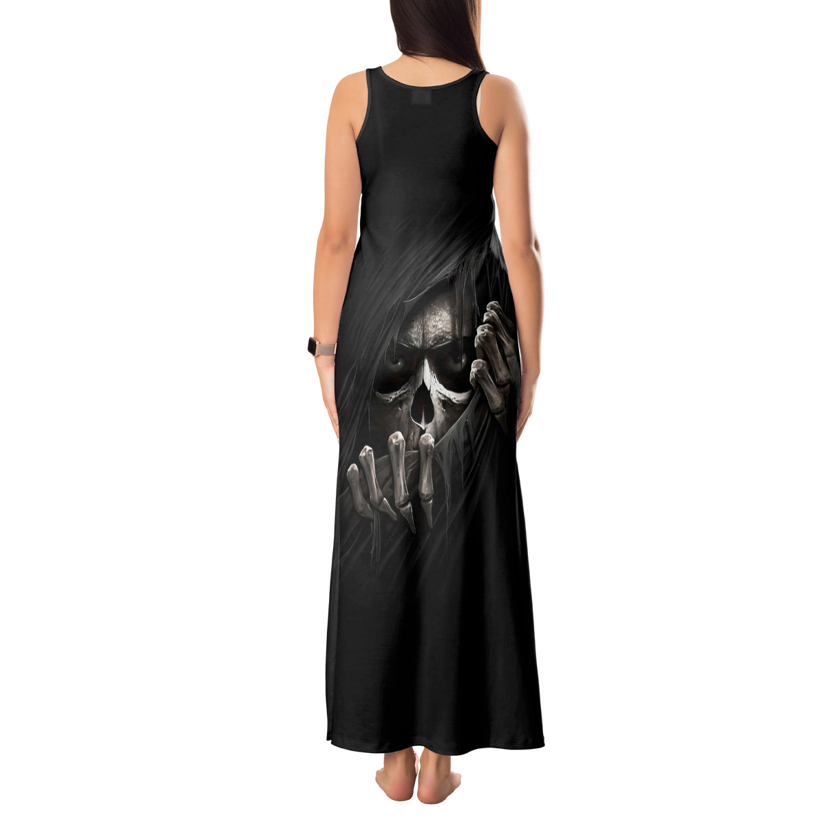 Skull Tank Maxi Dress Evil Skeleton Look Inside - Wonder Print Shop