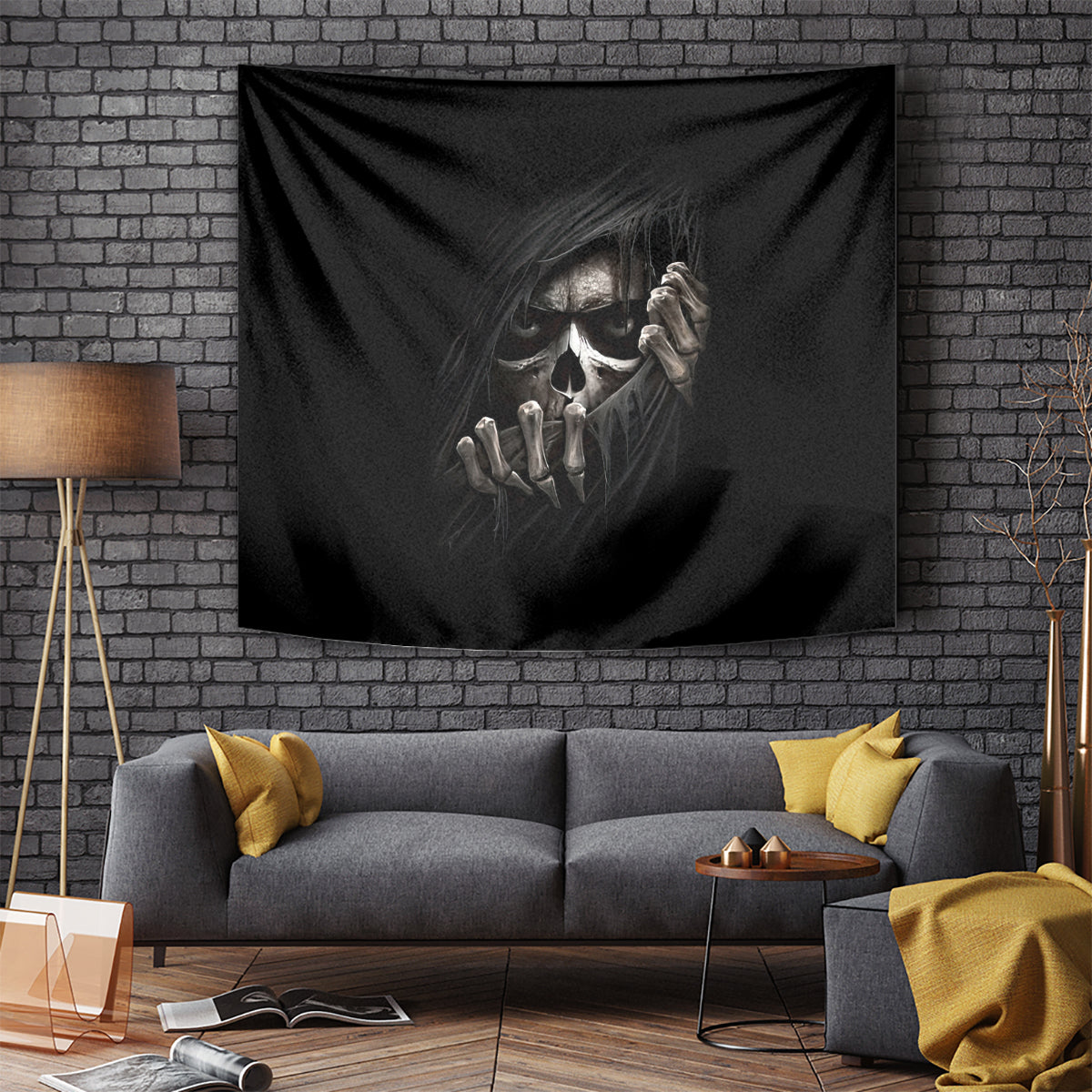 Skull Tapestry Evil Skeleton Look Inside - Wonder Print Shop