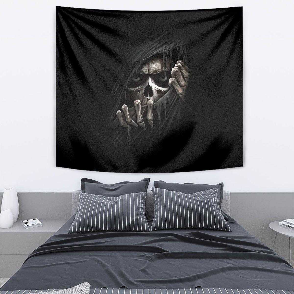 Skull Tapestry Evil Skeleton Look Inside - Wonder Print Shop