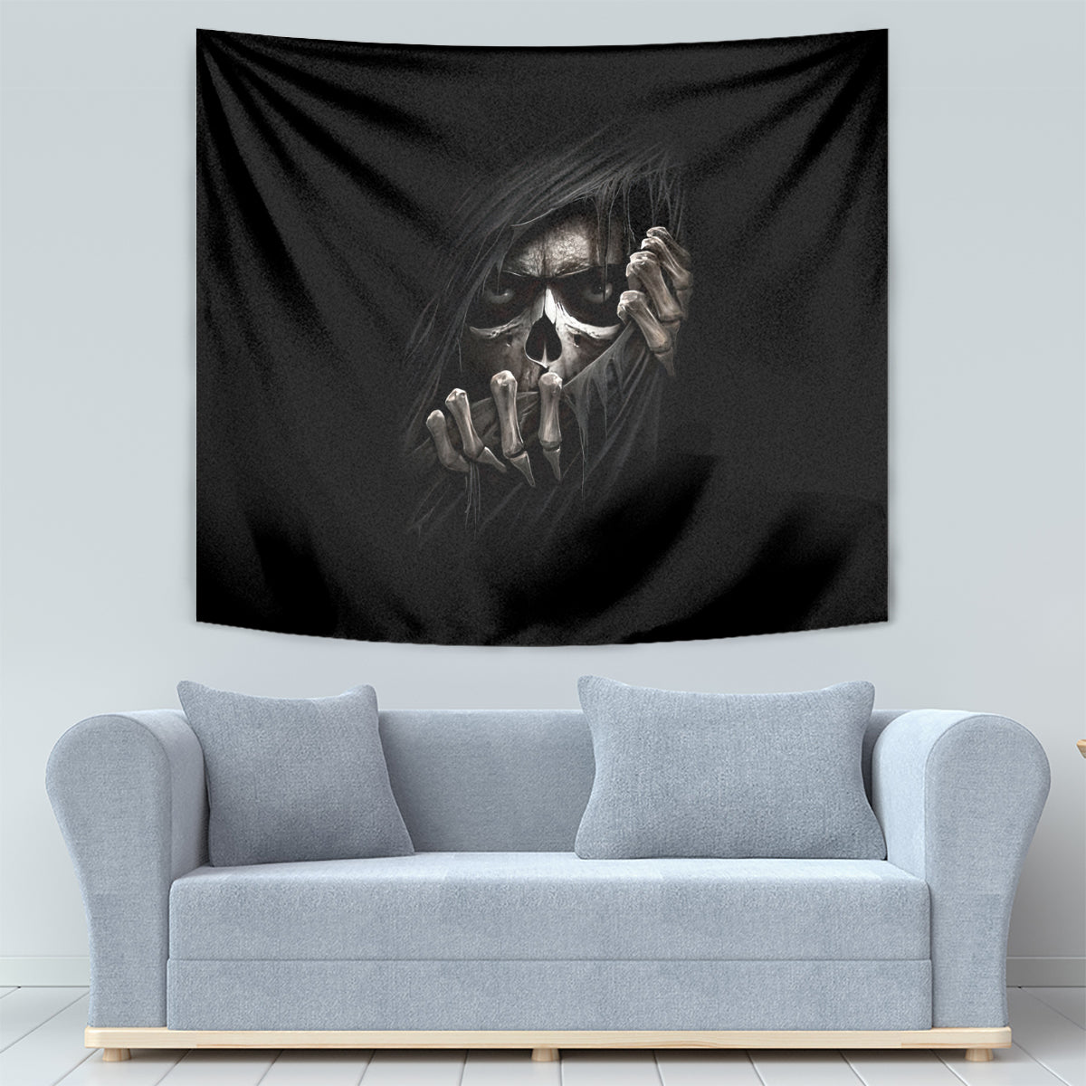 Skull Tapestry Evil Skeleton Look Inside - Wonder Print Shop