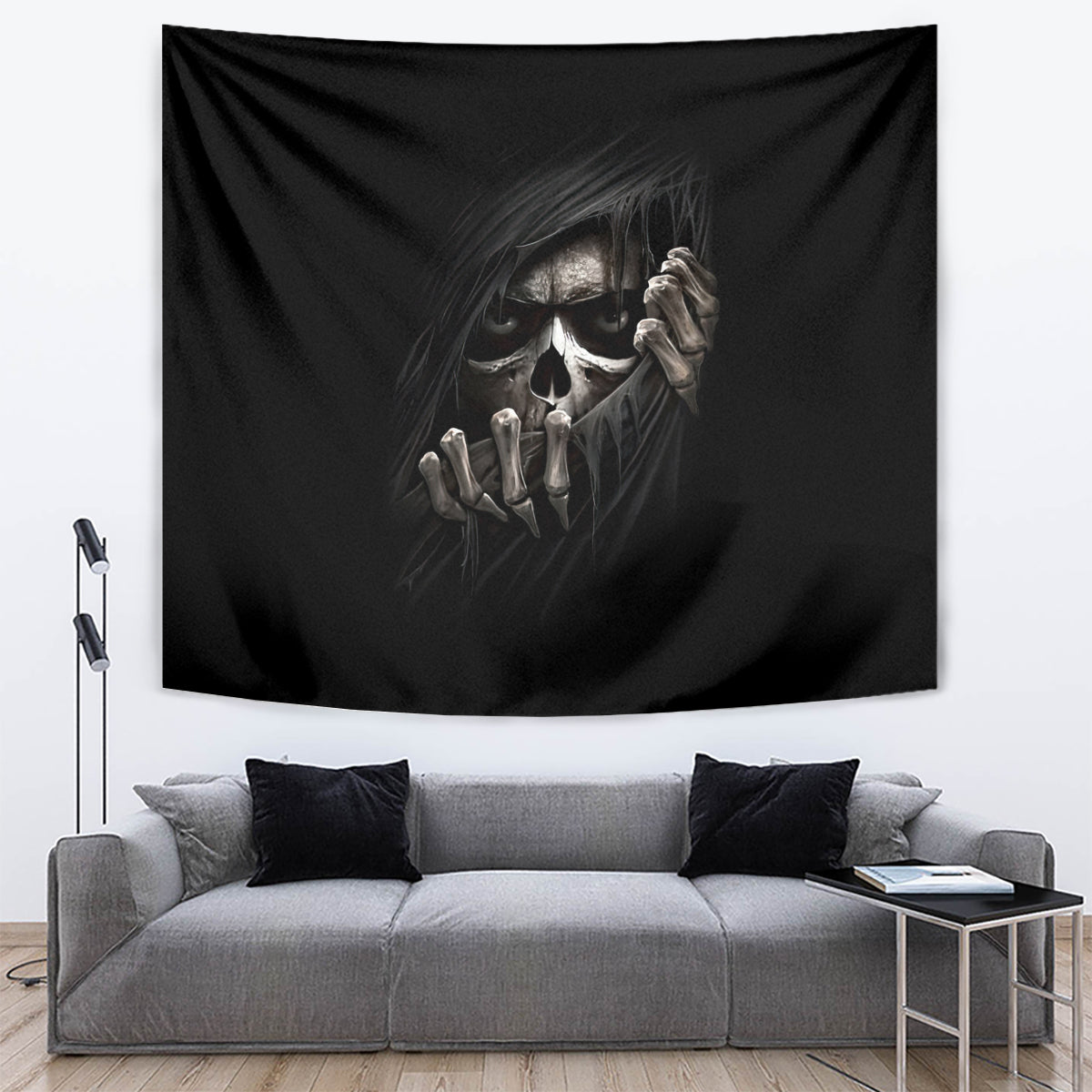 Skull Tapestry Evil Skeleton Look Inside - Wonder Print Shop