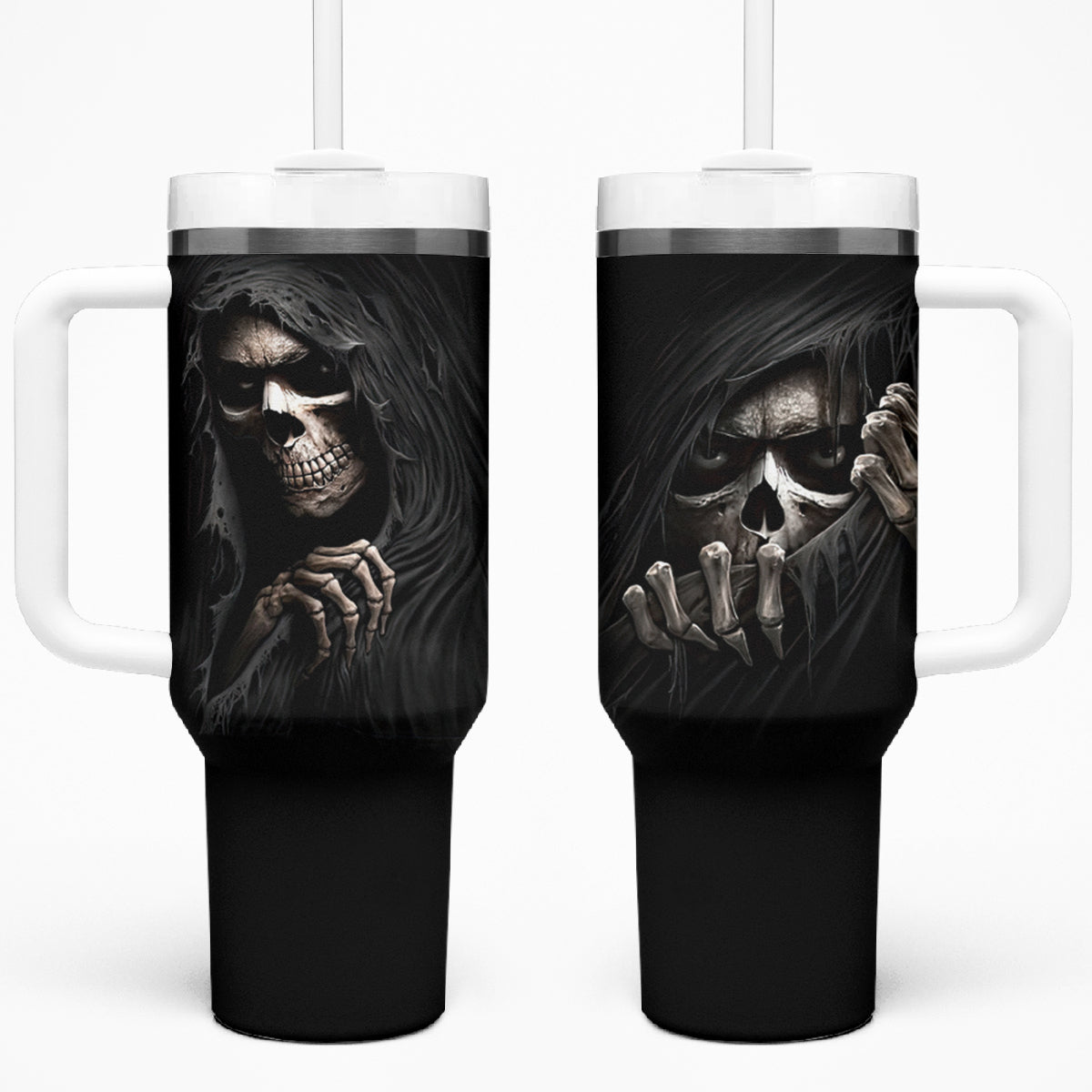 Skull Tumbler With Handle Evil Skeleton Look Inside - Wonder Print Shop