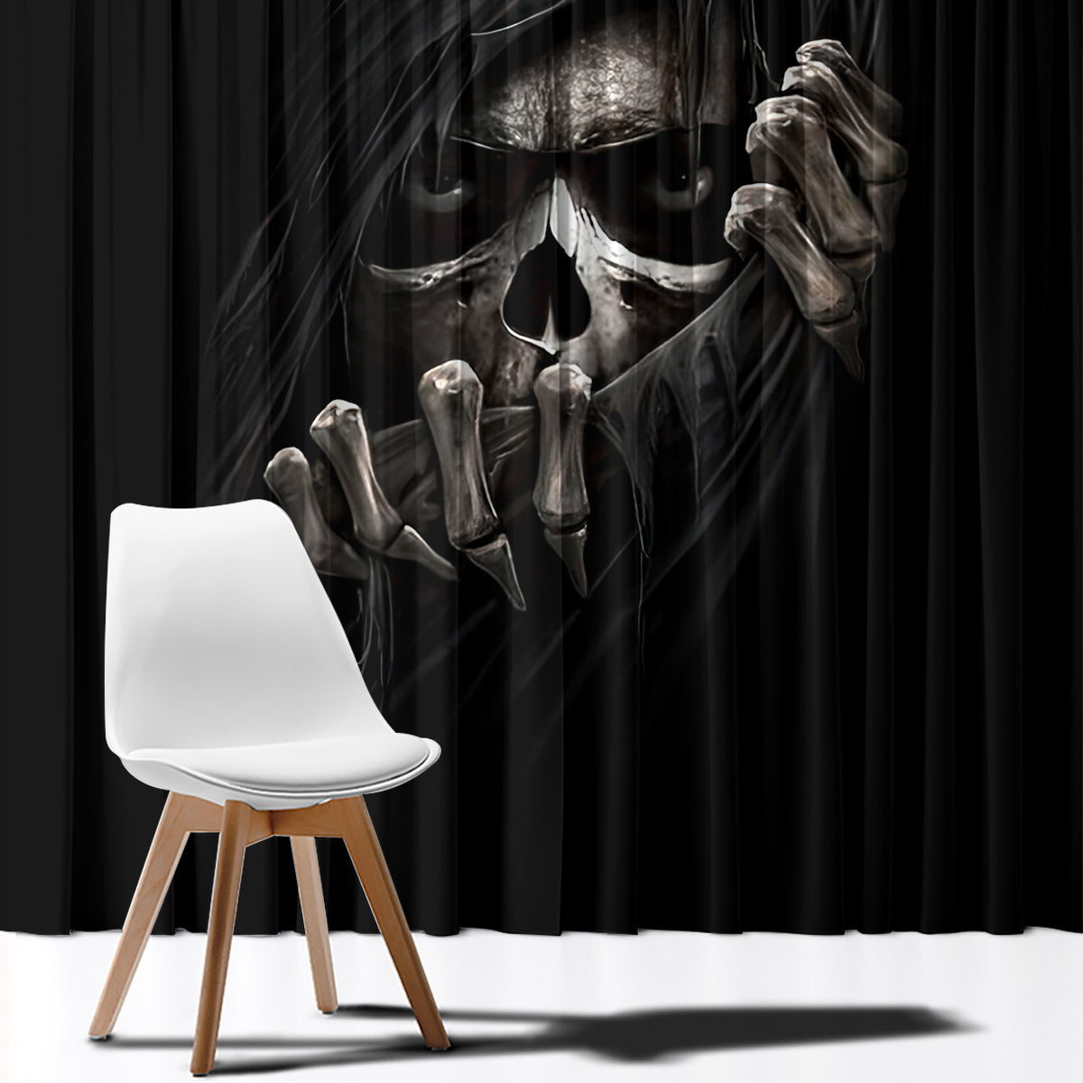 Skull Window Curtain Evil Skeleton Look Inside - Wonder Print Shop