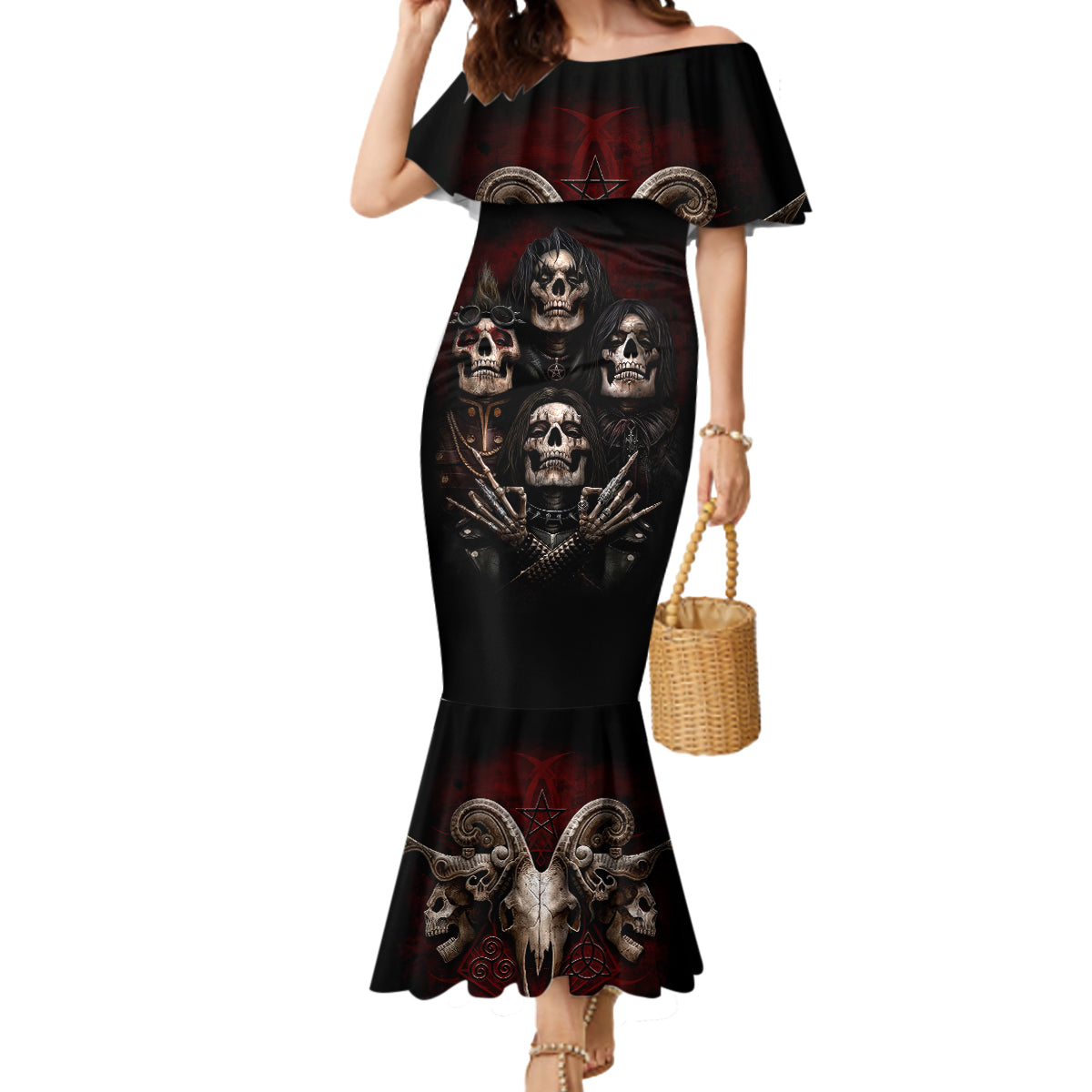 Skull Mermaid Dress Boy Band Queen - Wonder Print Shop
