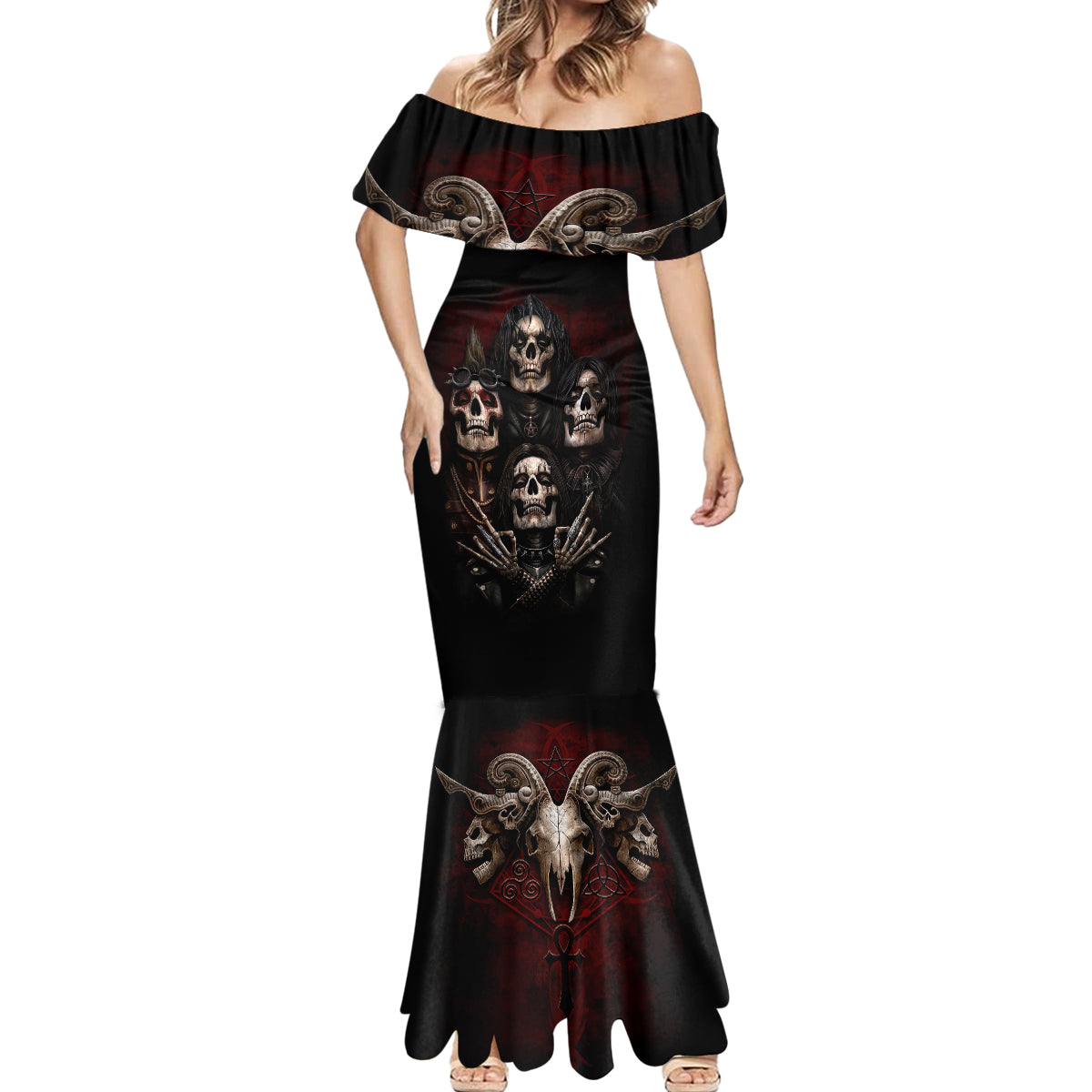 Skull Mermaid Dress Boy Band Queen - Wonder Print Shop