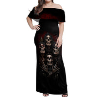 Skull Off Shoulder Maxi Dress Boy Band Queen - Wonder Print Shop