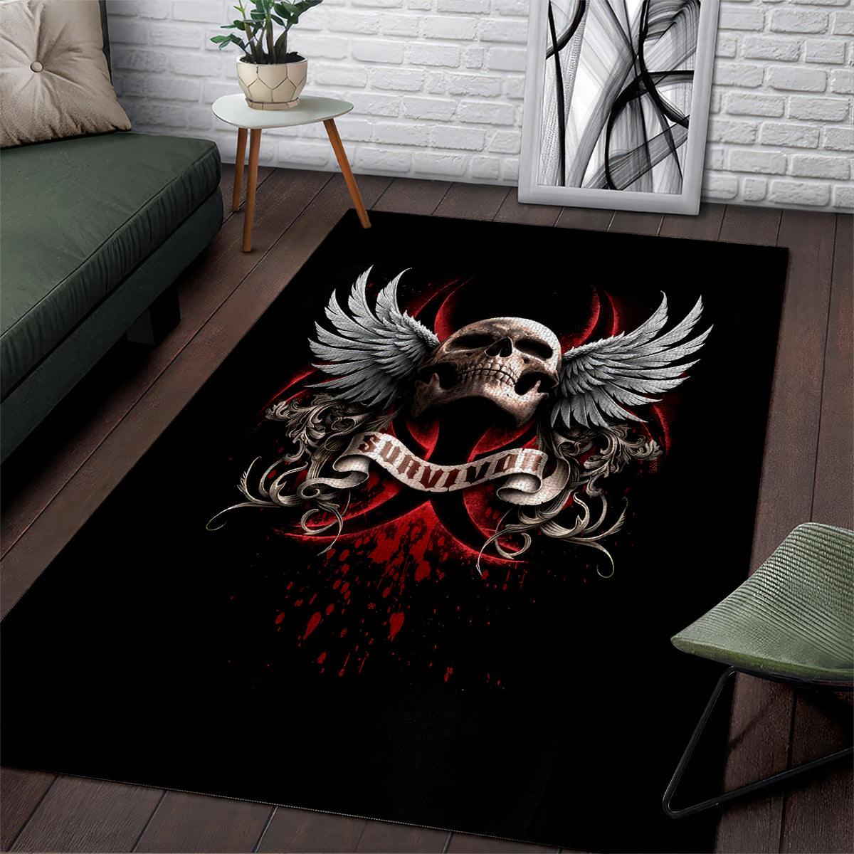Skull Area Rug Blood Skull Survivor - Wonder Print Shop