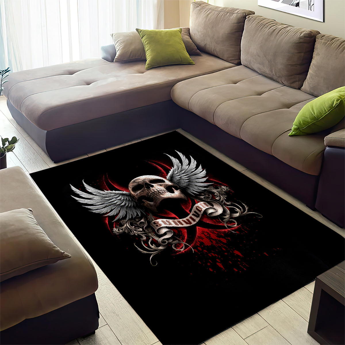 Skull Area Rug Blood Skull Survivor - Wonder Print Shop
