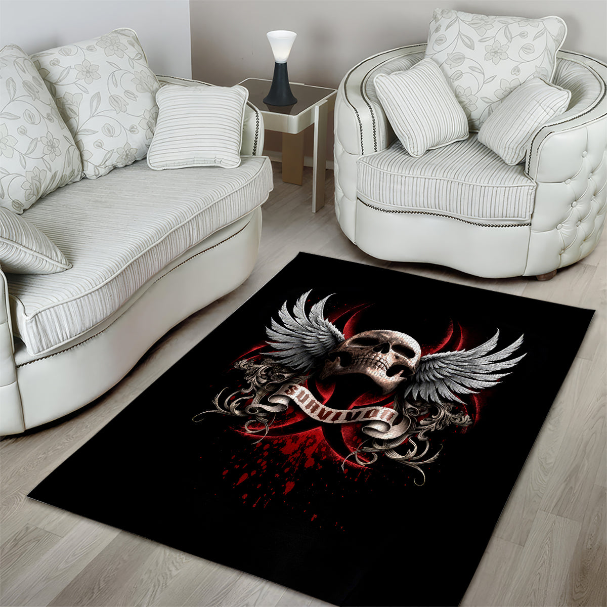 Skull Area Rug Blood Skull Survivor - Wonder Print Shop