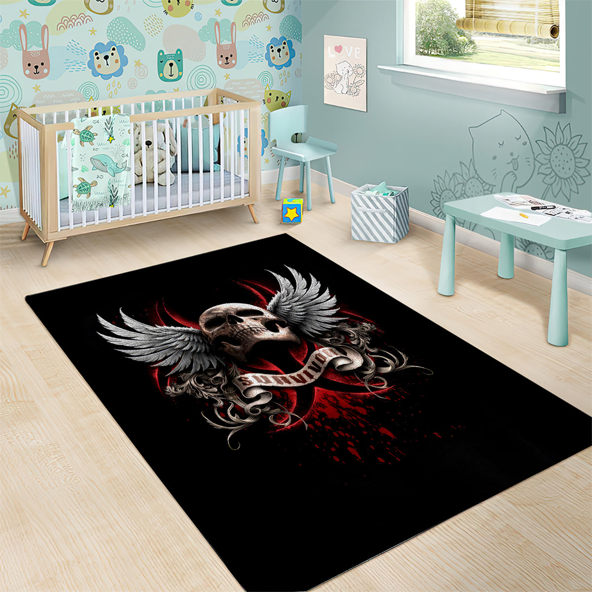 Skull Area Rug Blood Skull Survivor - Wonder Print Shop