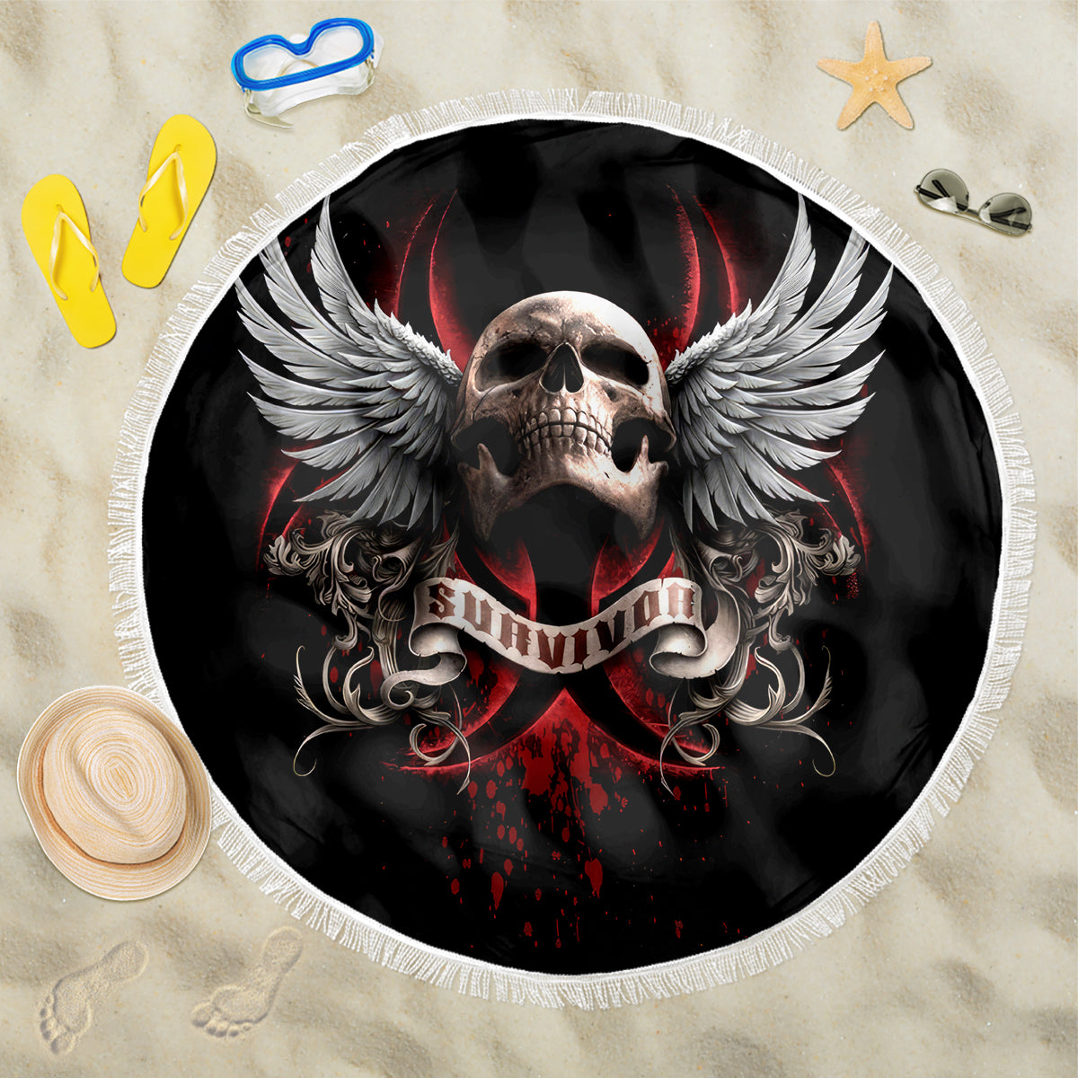 Skull Beach Blanket Blood Skull Survivor - Wonder Print Shop