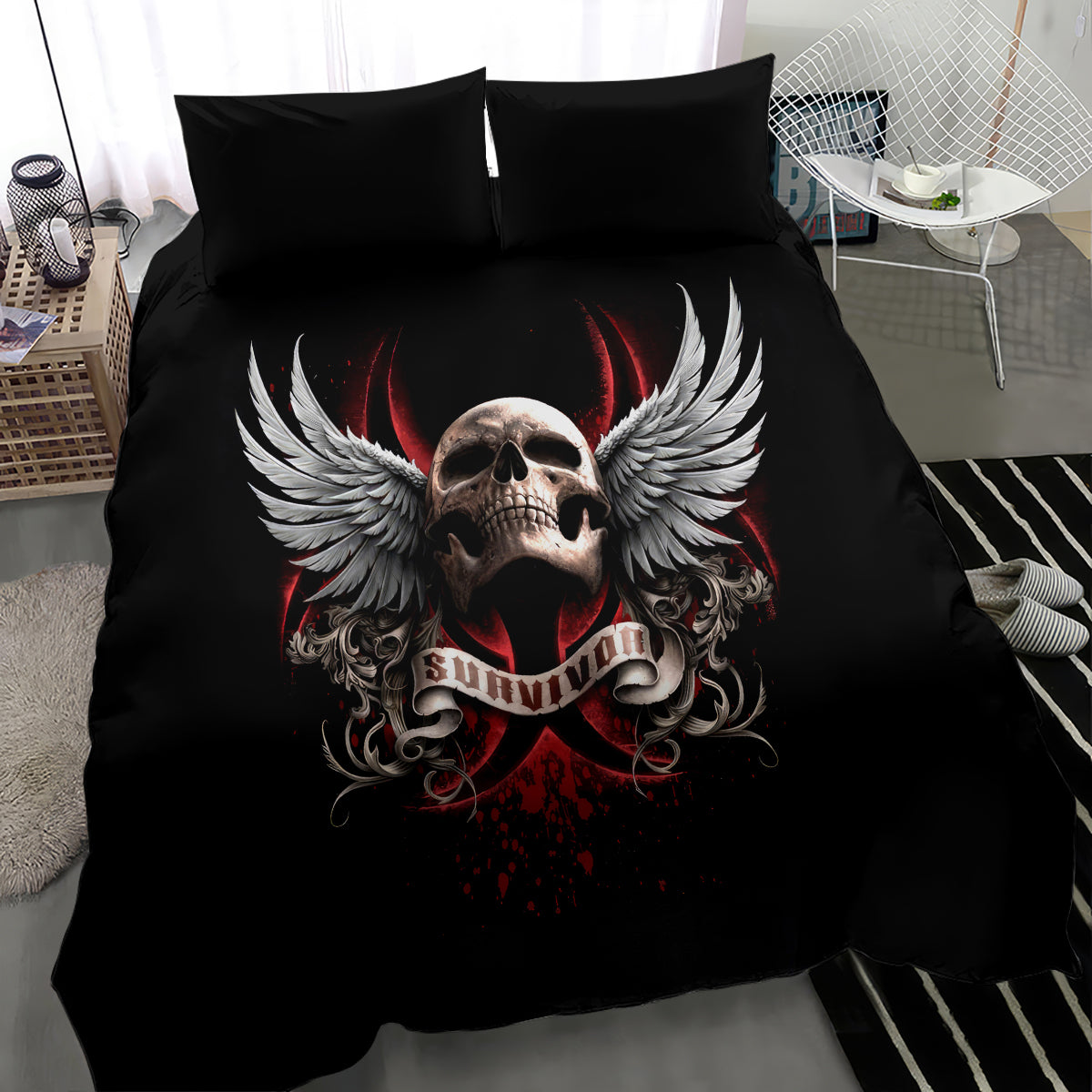 Skull Bedding Set Blood Skull Survivor - Wonder Print Shop