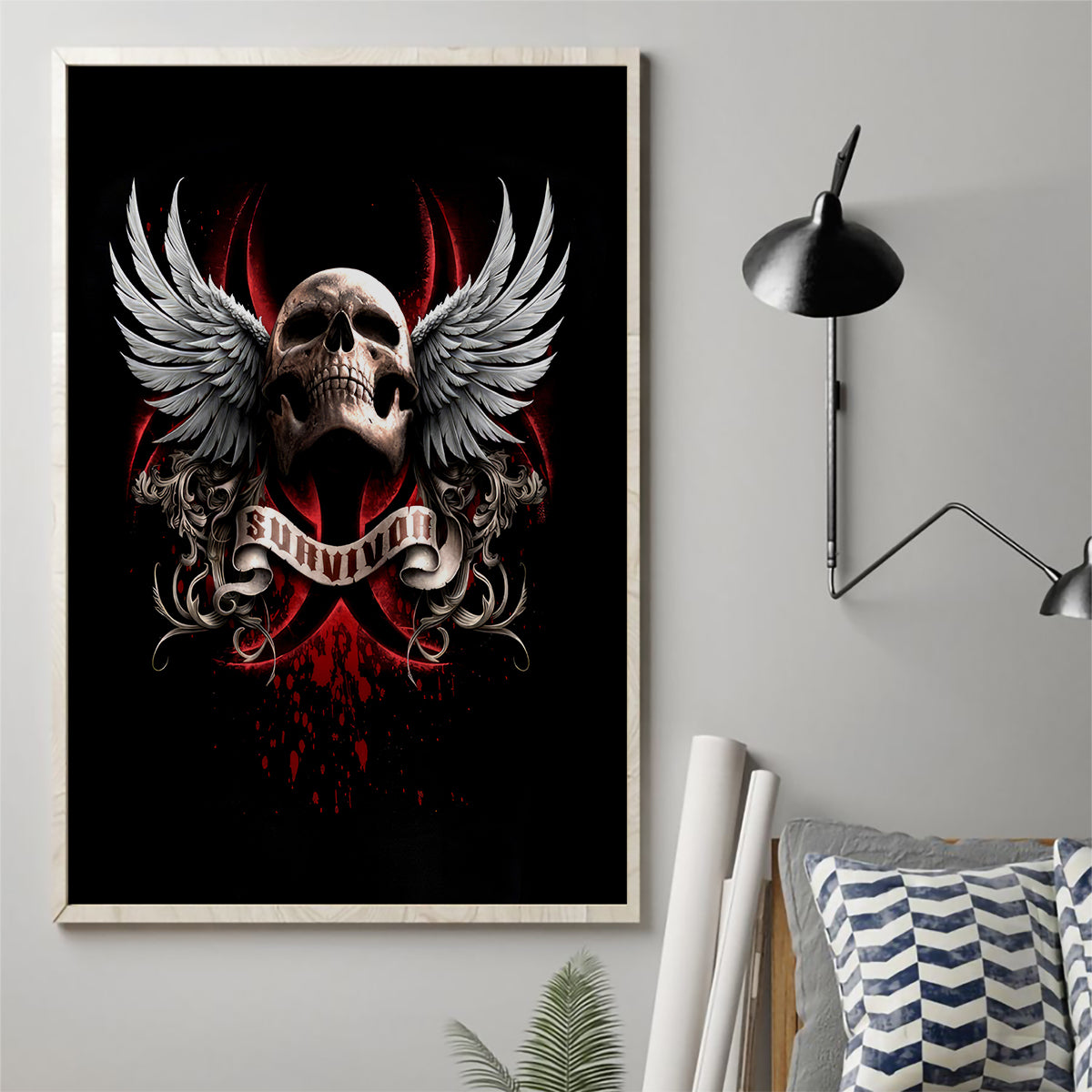 Skull Canvas Wall Art Blood Skull Survivor - Wonder Print Shop