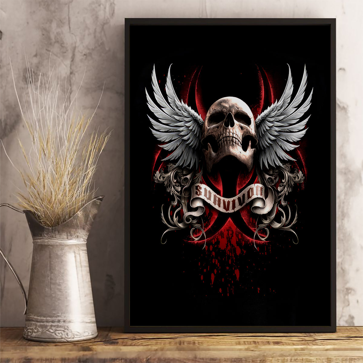 Skull Canvas Wall Art Blood Skull Survivor - Wonder Print Shop