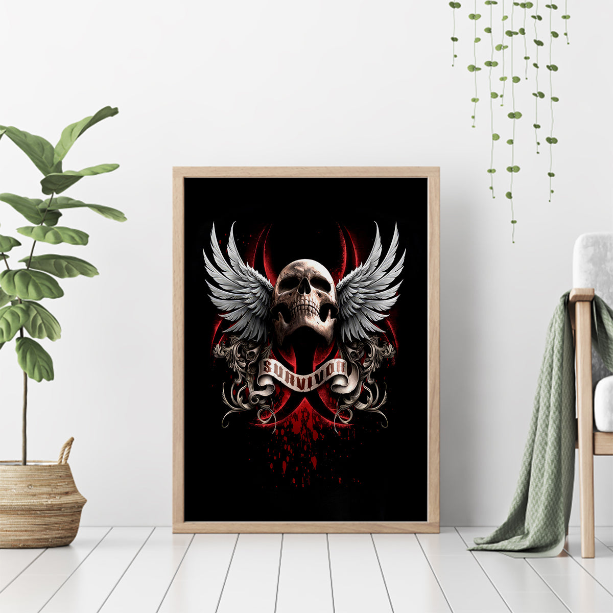 Skull Canvas Wall Art Blood Skull Survivor - Wonder Print Shop