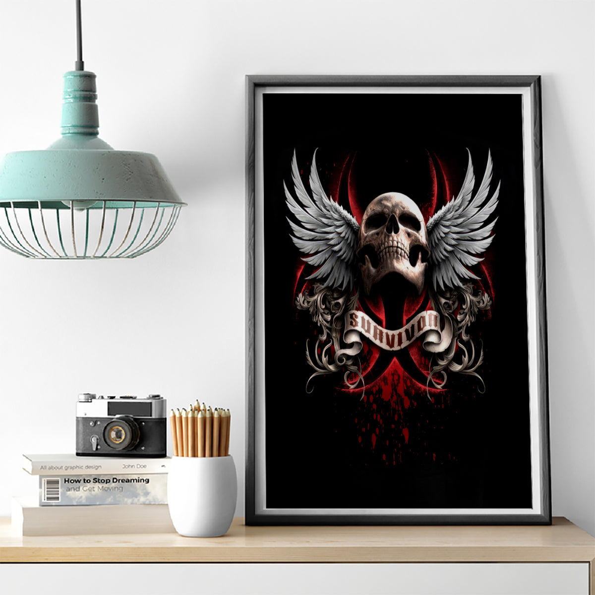 Skull Canvas Wall Art Blood Skull Survivor - Wonder Print Shop