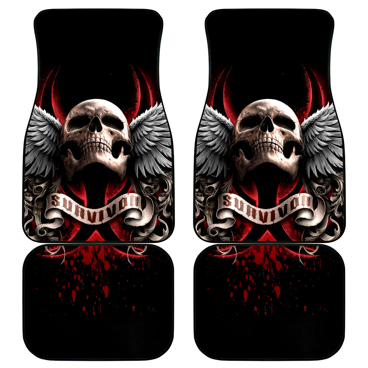 Skull Car Mats Blood Skull Survivor - Wonder Print Shop