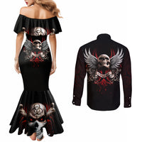 Skull Couples Matching Mermaid Dress and Long Sleeve Button Shirts Blood Skull Survivor DT01