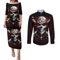 Skull Couples Matching Puletasi Dress and Long Sleeve Button Shirts Blood Skull Survivor - Wonder Print Shop