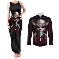 Skull Couples Matching Tank Maxi Dress and Long Sleeve Button Shirts Blood Skull Survivor - Wonder Print Shop