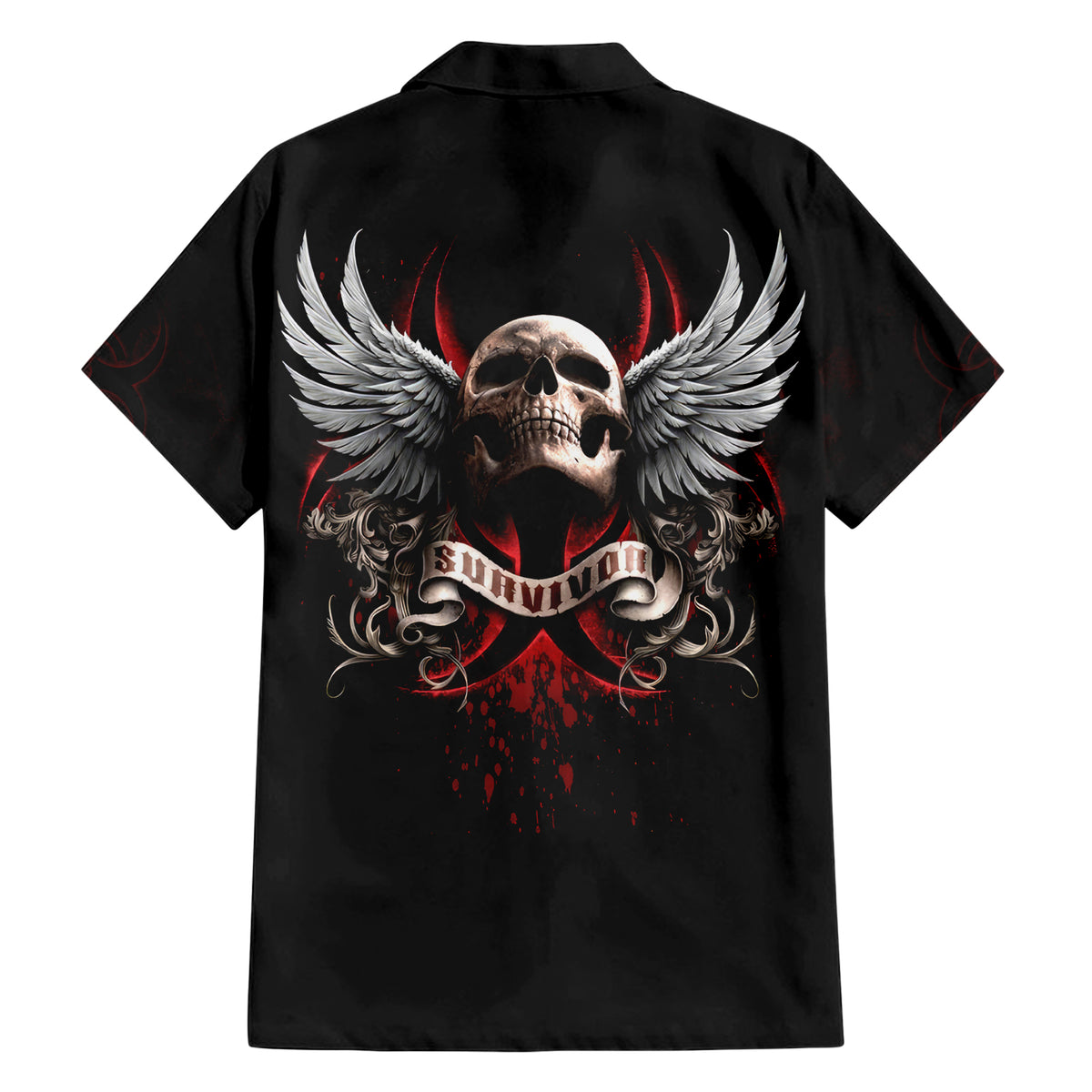 Skull Hawaiian Shirt Blood Skull Survivor - Wonder Print Shop