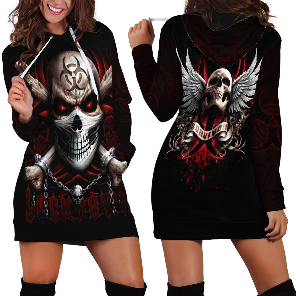 Skull Hoodie Dress Blood Skull Survivor - Wonder Print Shop