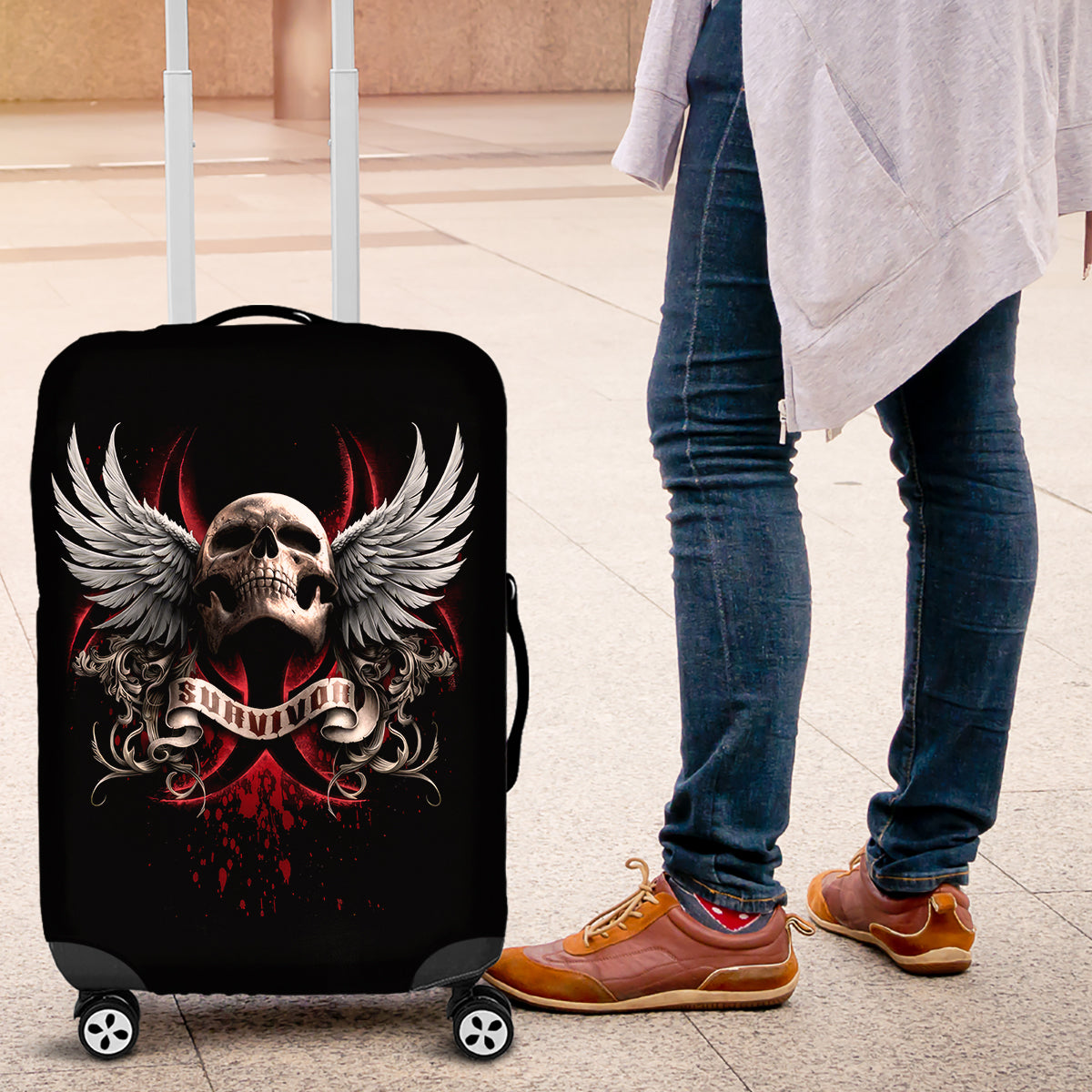 Skull Luggage Cover Blood Skull Survivor - Wonder Print Shop