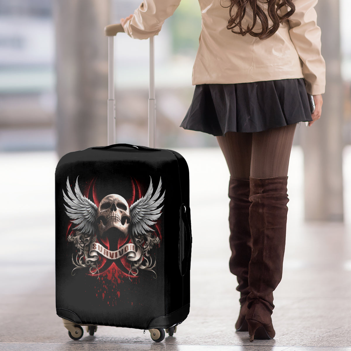 Skull Luggage Cover Blood Skull Survivor - Wonder Print Shop
