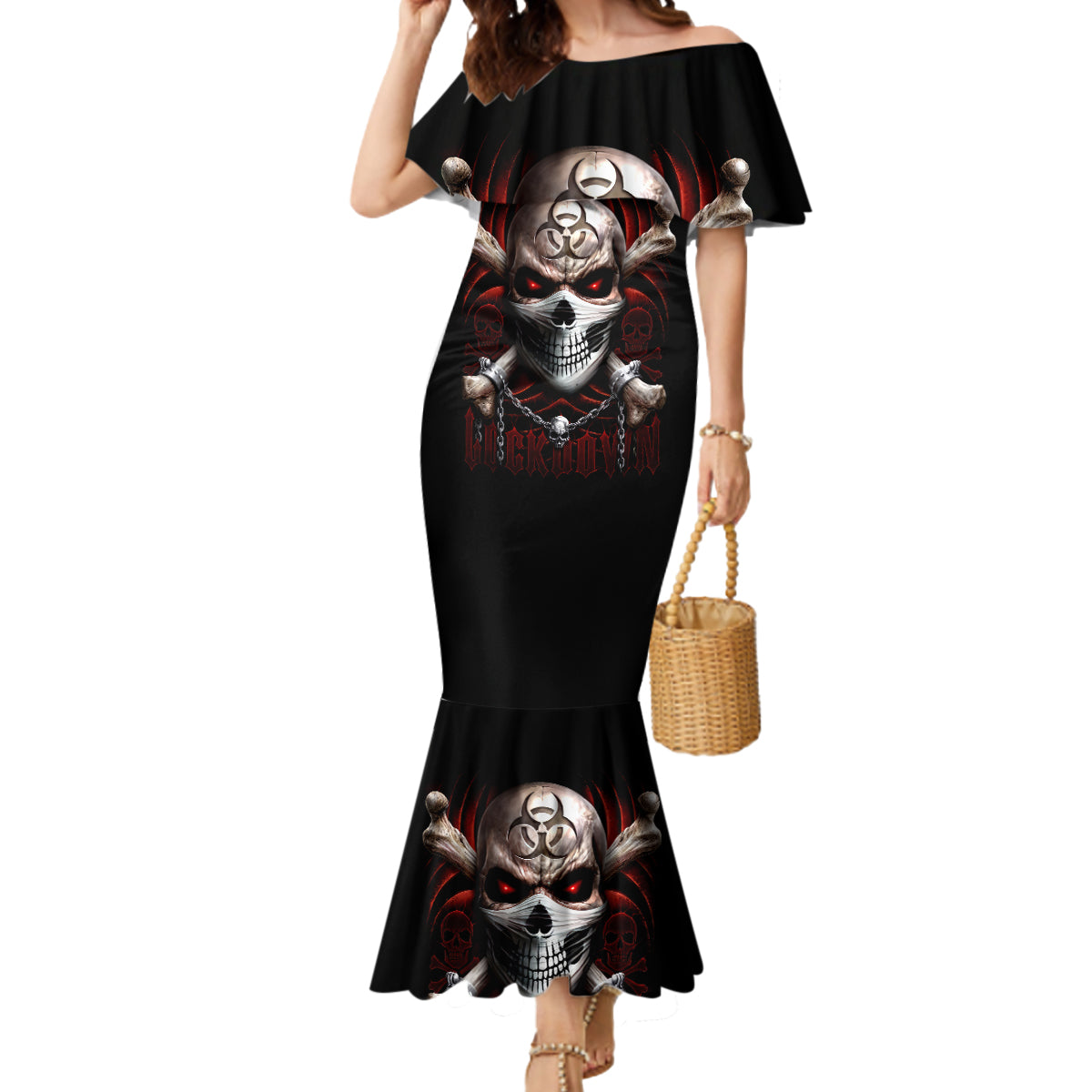 Skull Mermaid Dress Blood Skull Survivor - Wonder Print Shop