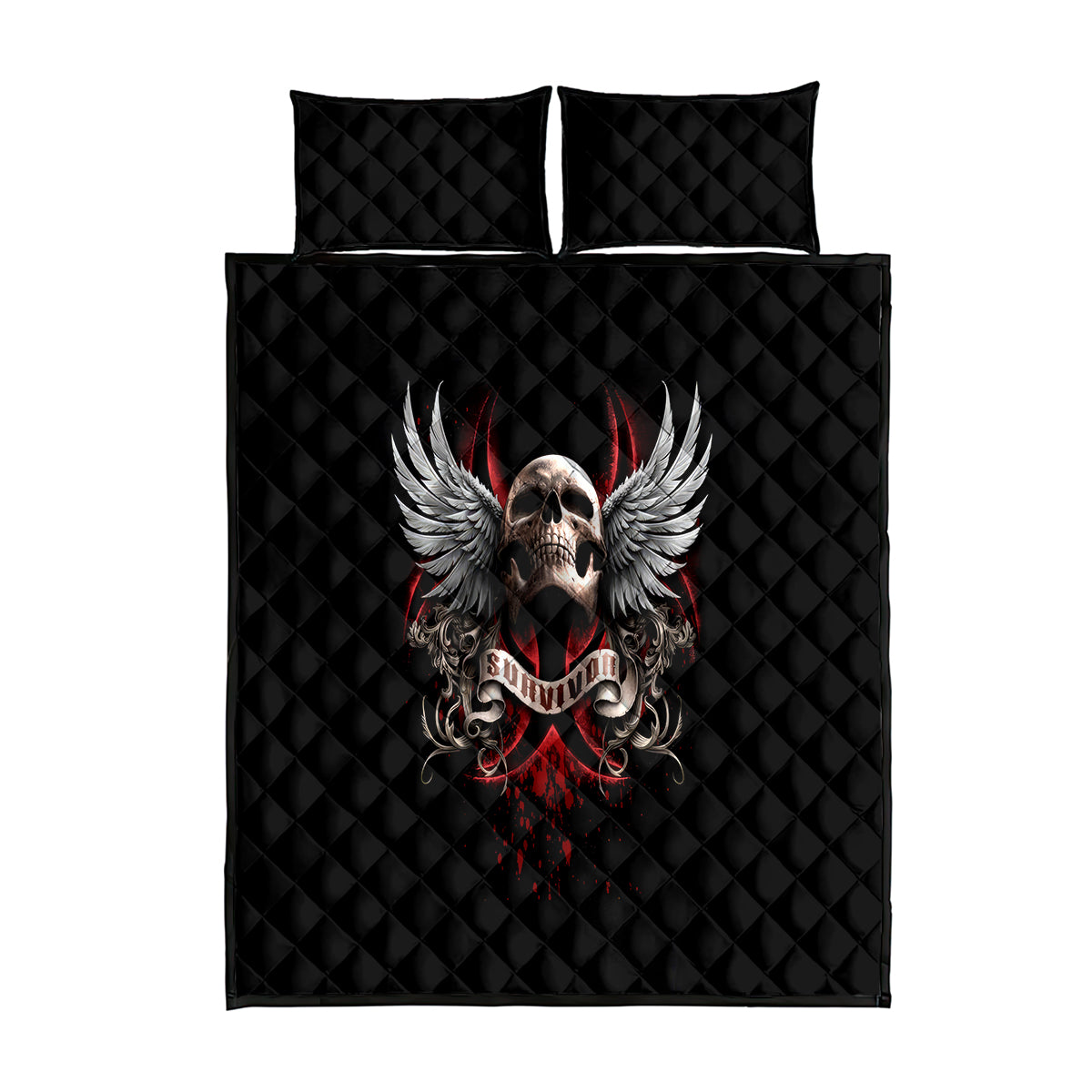 Skull Quilt Bed Set Blood Skull Survivor - Wonder Print Shop