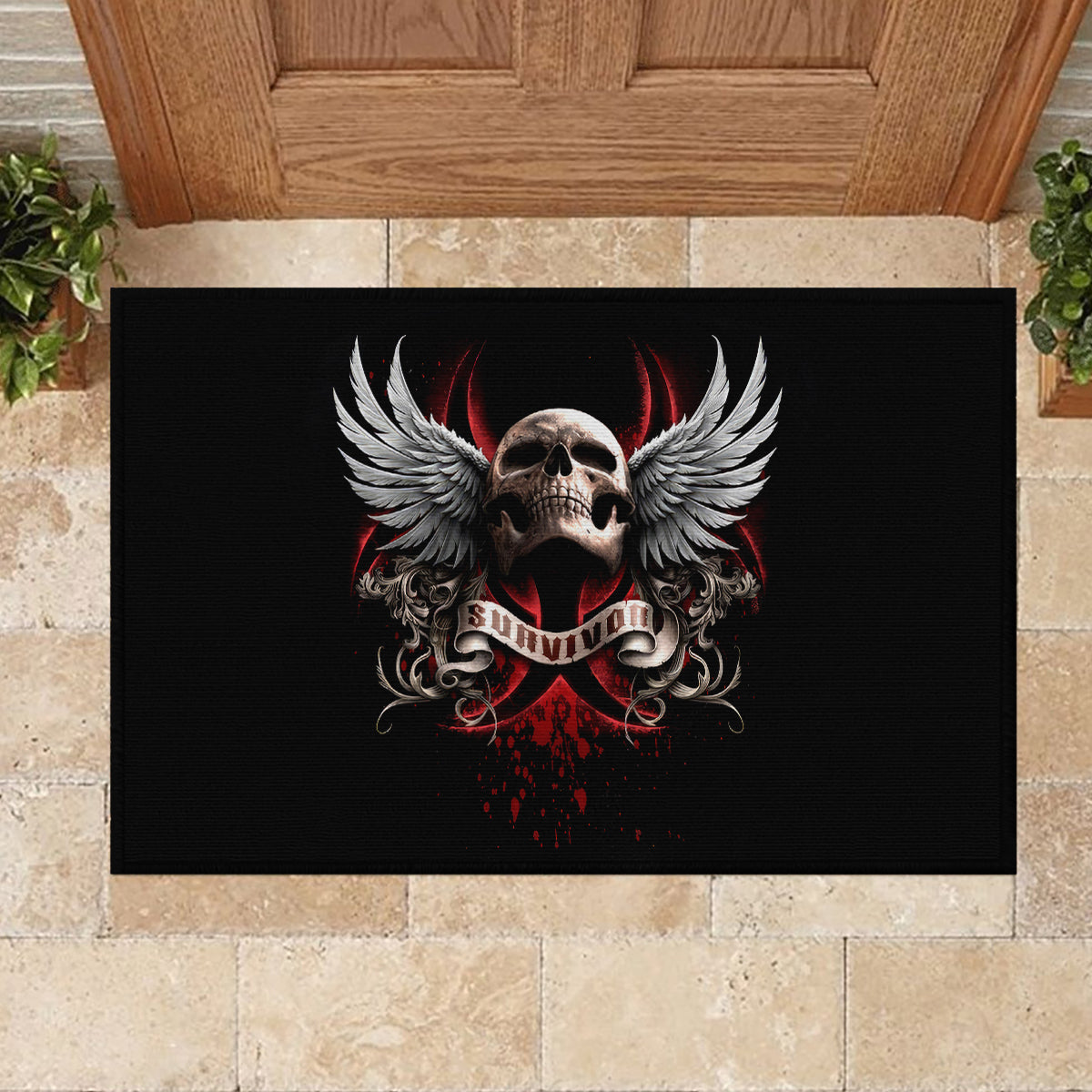 Skull Rubber Doormat Blood Skull Survivor - Wonder Print Shop
