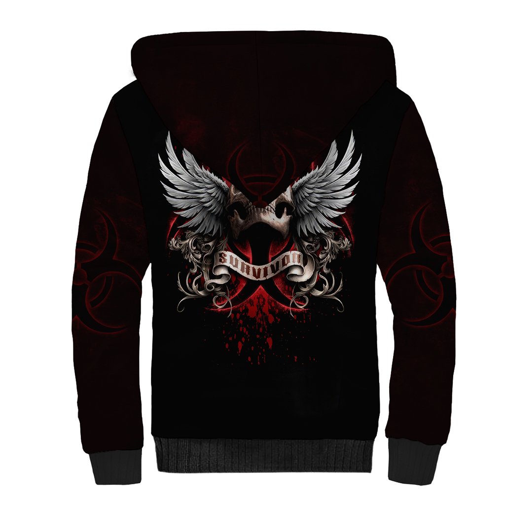 Skull Sherpa Hoodie Blood Skull Survivor - Wonder Print Shop
