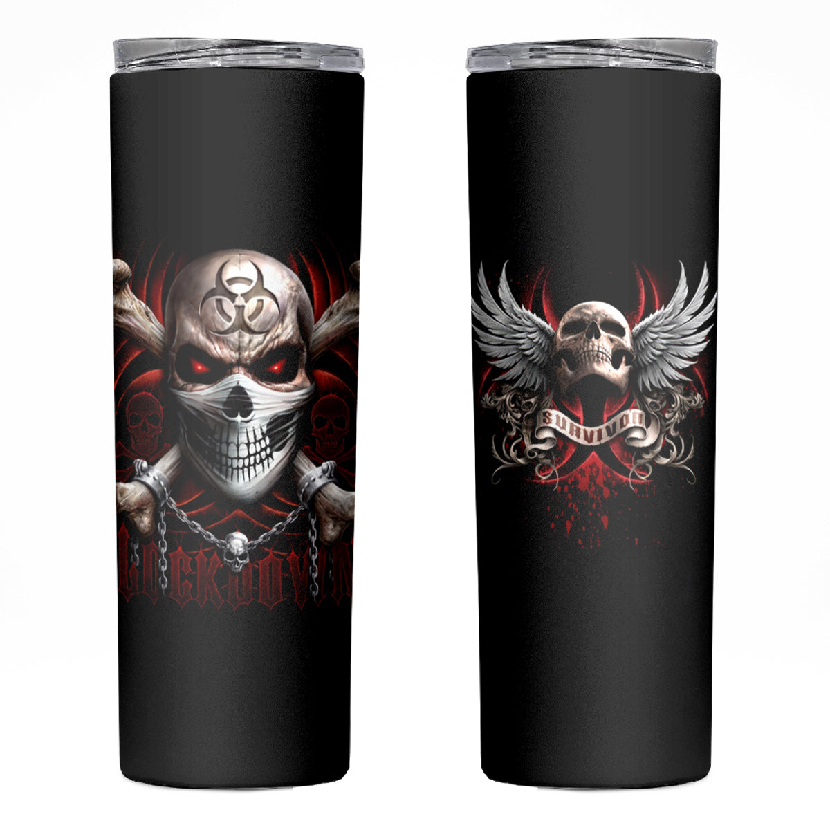 Skull Skinny Tumbler Blood Skull Survivor - Wonder Print Shop