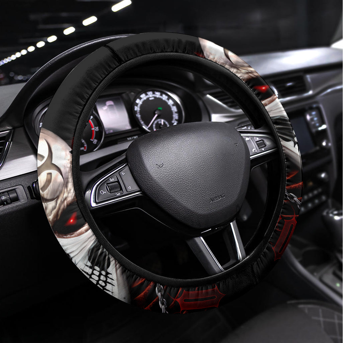 Skull Steering Wheel Cover Blood Skull Survivor - Wonder Print Shop