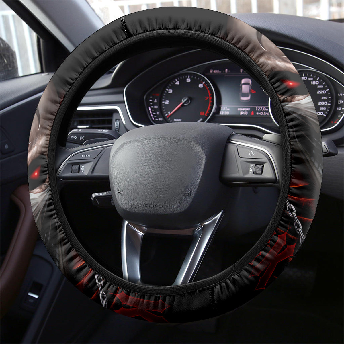 Skull Steering Wheel Cover Blood Skull Survivor - Wonder Print Shop