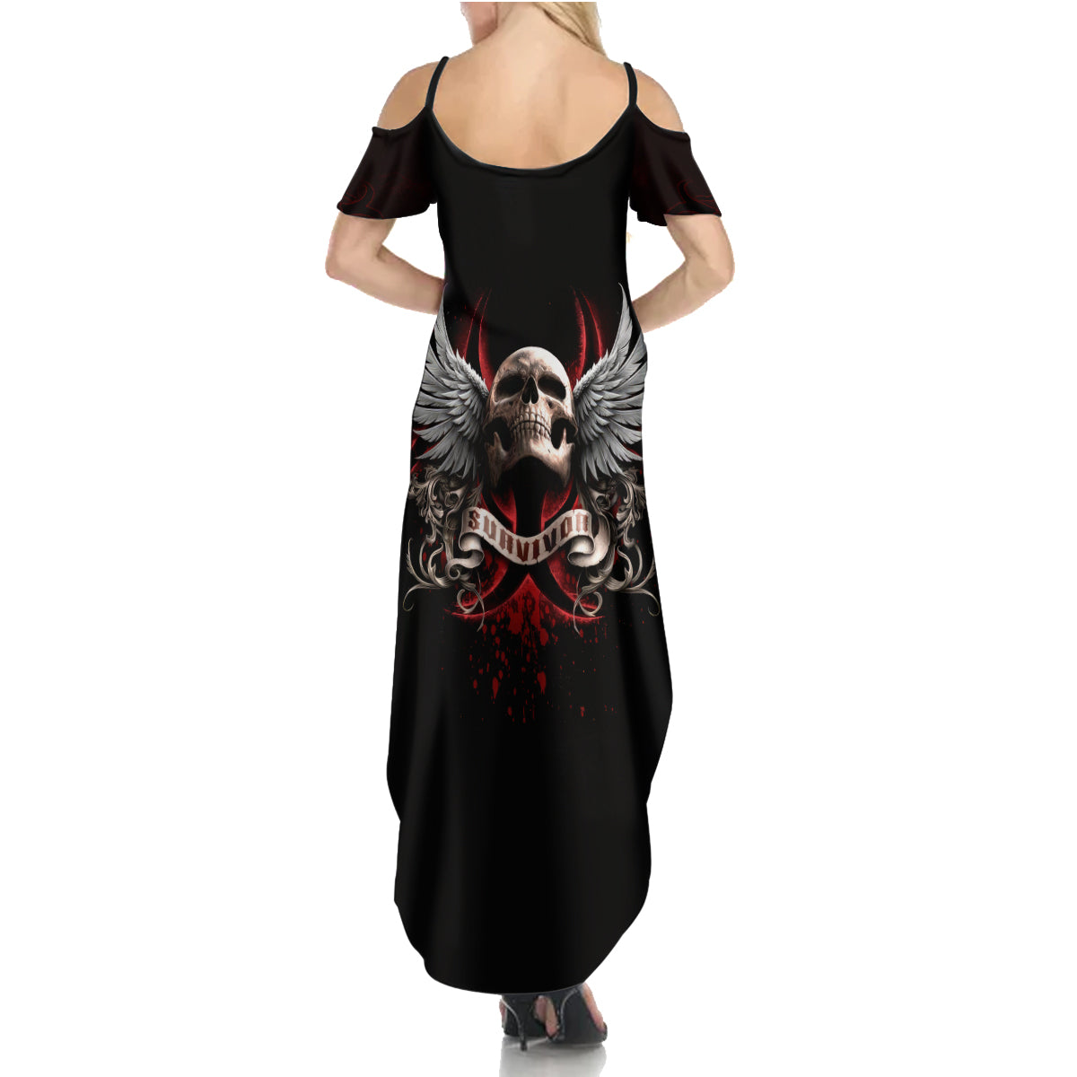 Skull Summer Maxi Dress Blood Skull Survivor - Wonder Print Shop