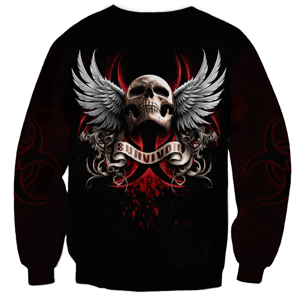 Skull Sweatshirt Blood Skull Survivor - Wonder Print Shop