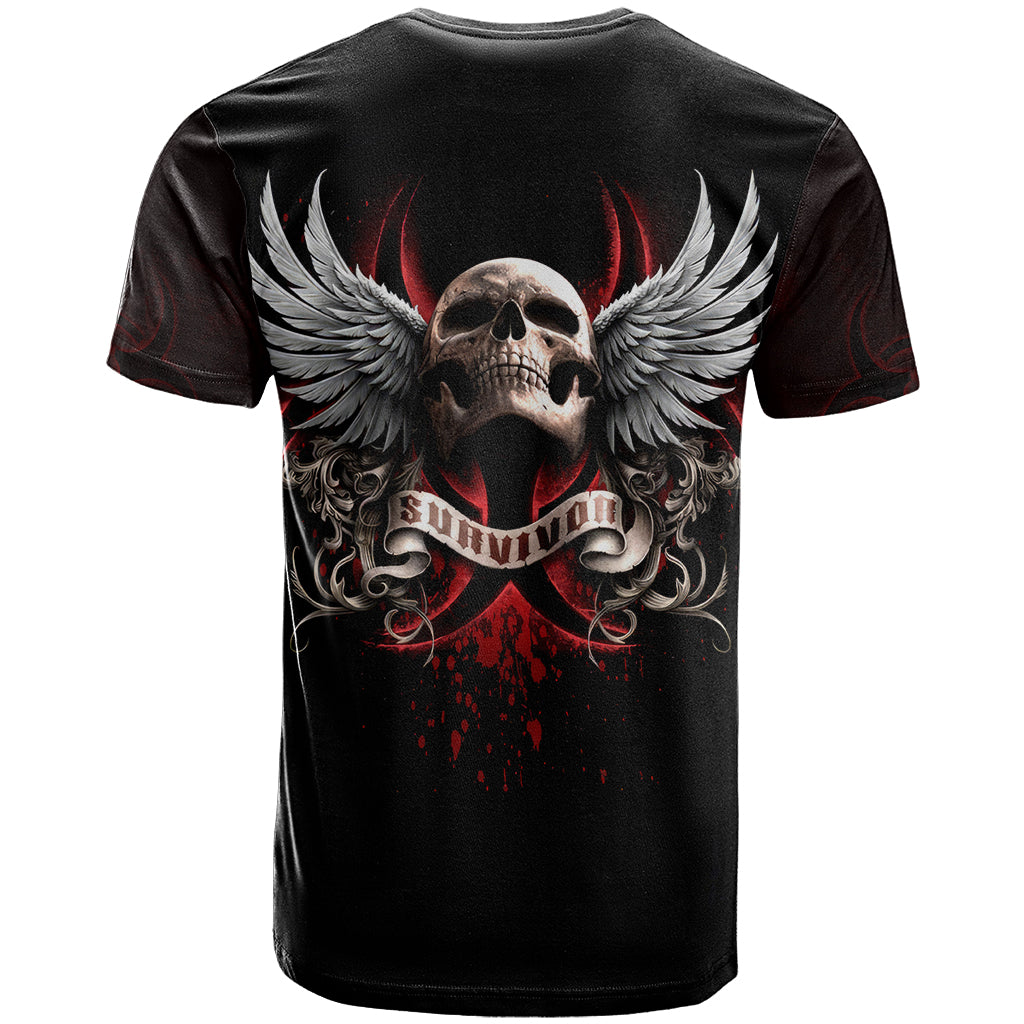 Skull T Shirt Blood Skull Survivor - Wonder Print Shop