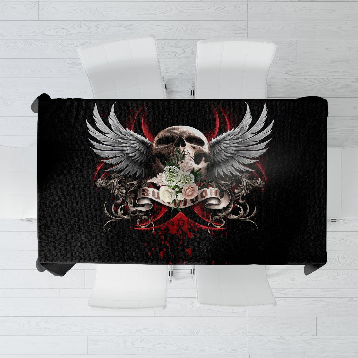 Skull Tablecloth Blood Skull Survivor - Wonder Print Shop