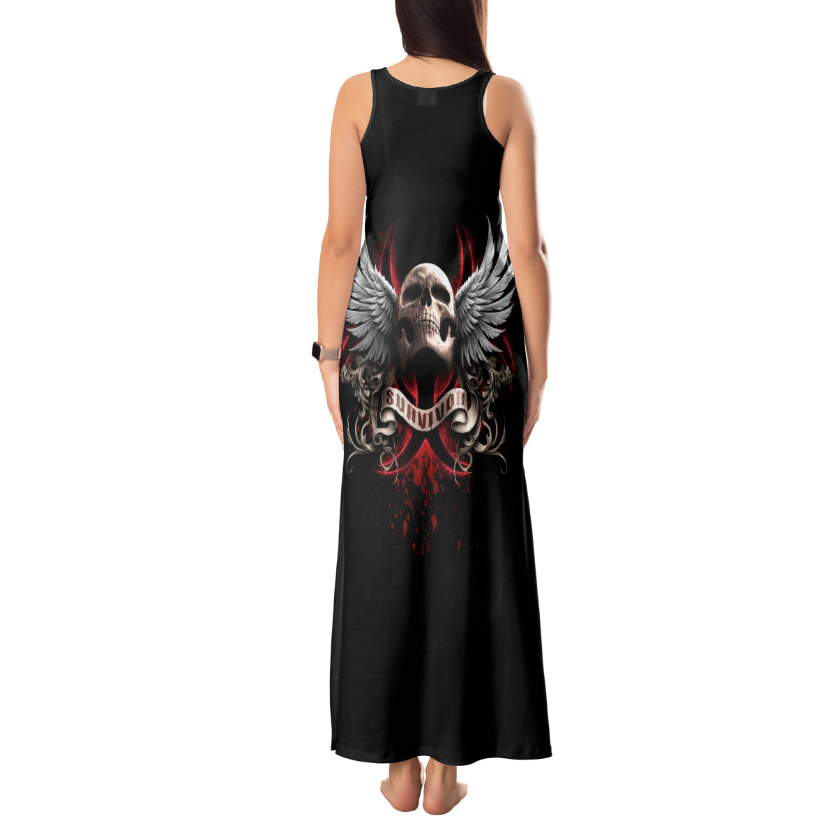 Skull Tank Maxi Dress Blood Skull Survivor - Wonder Print Shop